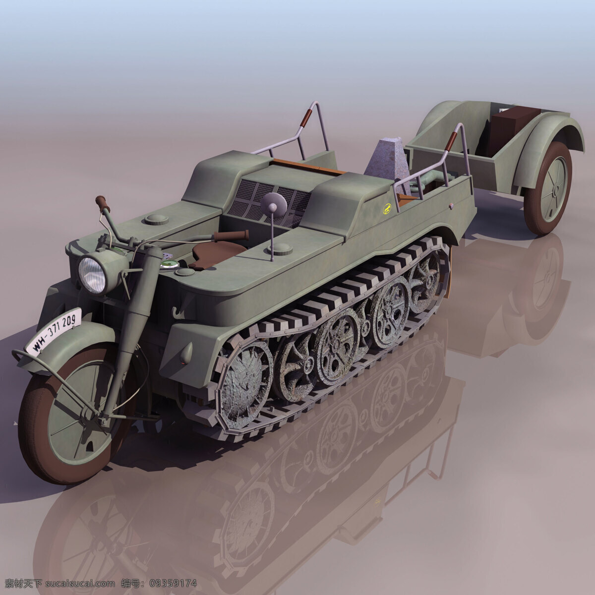 战地 履带 摩托车 二战 模型 拖拉车 特种车 车厢 3d模型素材 其他3d模型