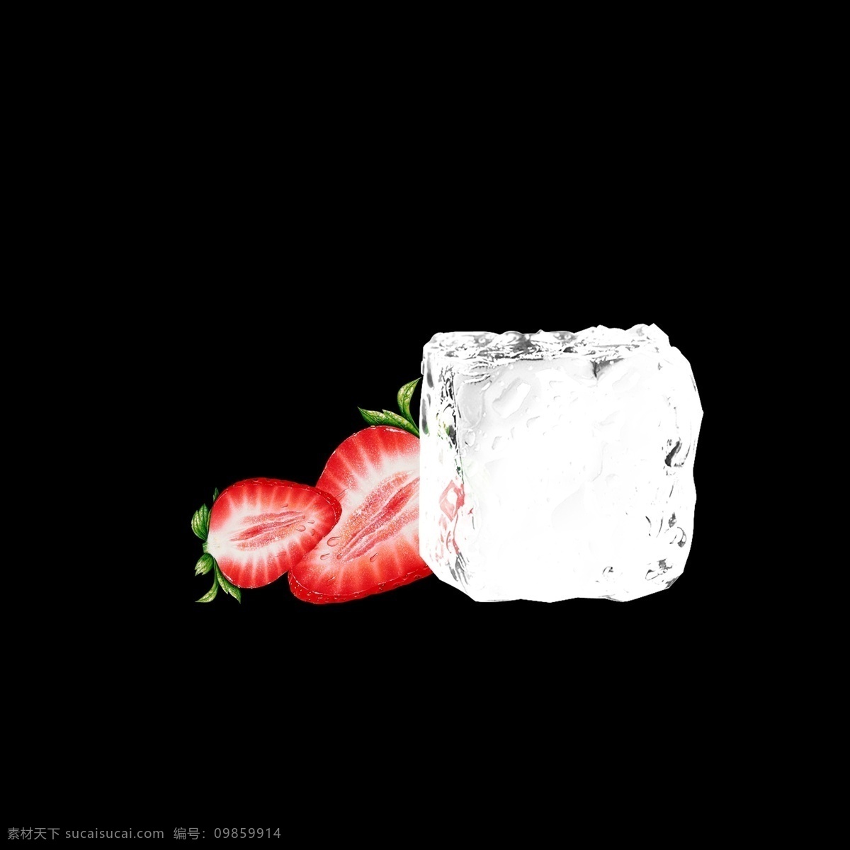 草莓 冰块 冰晶 元素 唯美冰块 草莓冰块 冰 不规则图形 几何冰晶 几何冰晶冰块