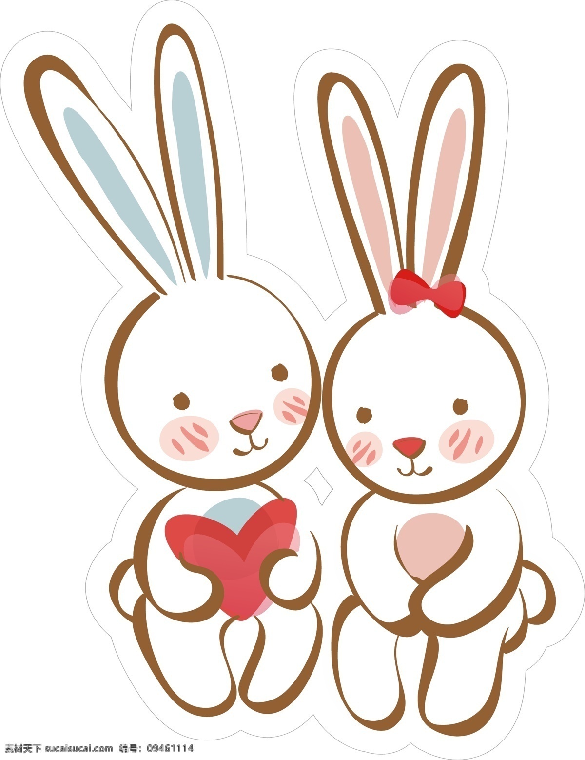 卡通 小 兔子 元素 手绘 白色小兔子