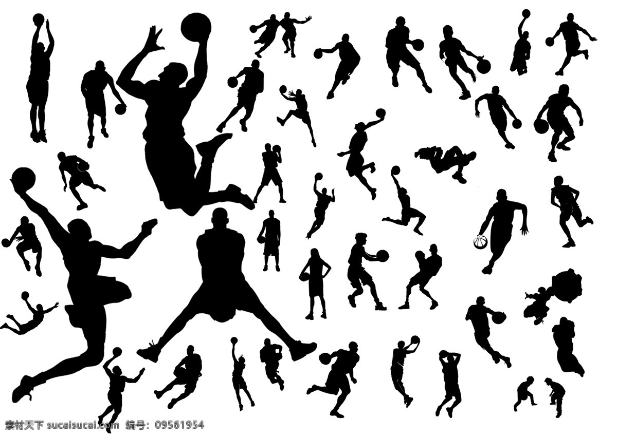 篮球人物剪影 运动人物 矢量人物 篮球 羽毛球 人物剪影 卡通设计 人物图库 男性男人