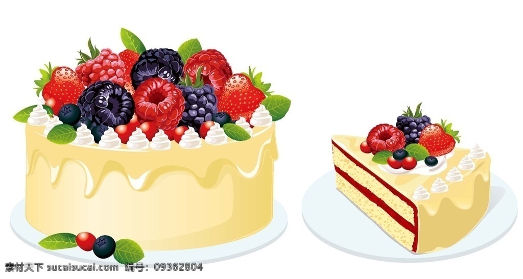 水果 蛋糕 矢量图 草莓 碟子装 蛋糕厨房 生活百科 餐饮美食 pdf