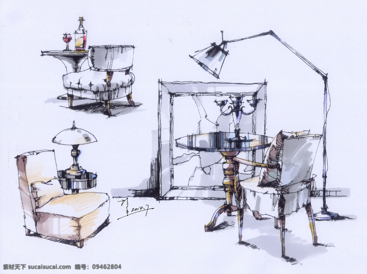 环境设计 室内设计 室内设计手绘 室内手绘 钢笔速写 室内钢笔速写 软装钢笔速写 夏 培 禾 软 装 类 钢笔 速写 家居装饰素材