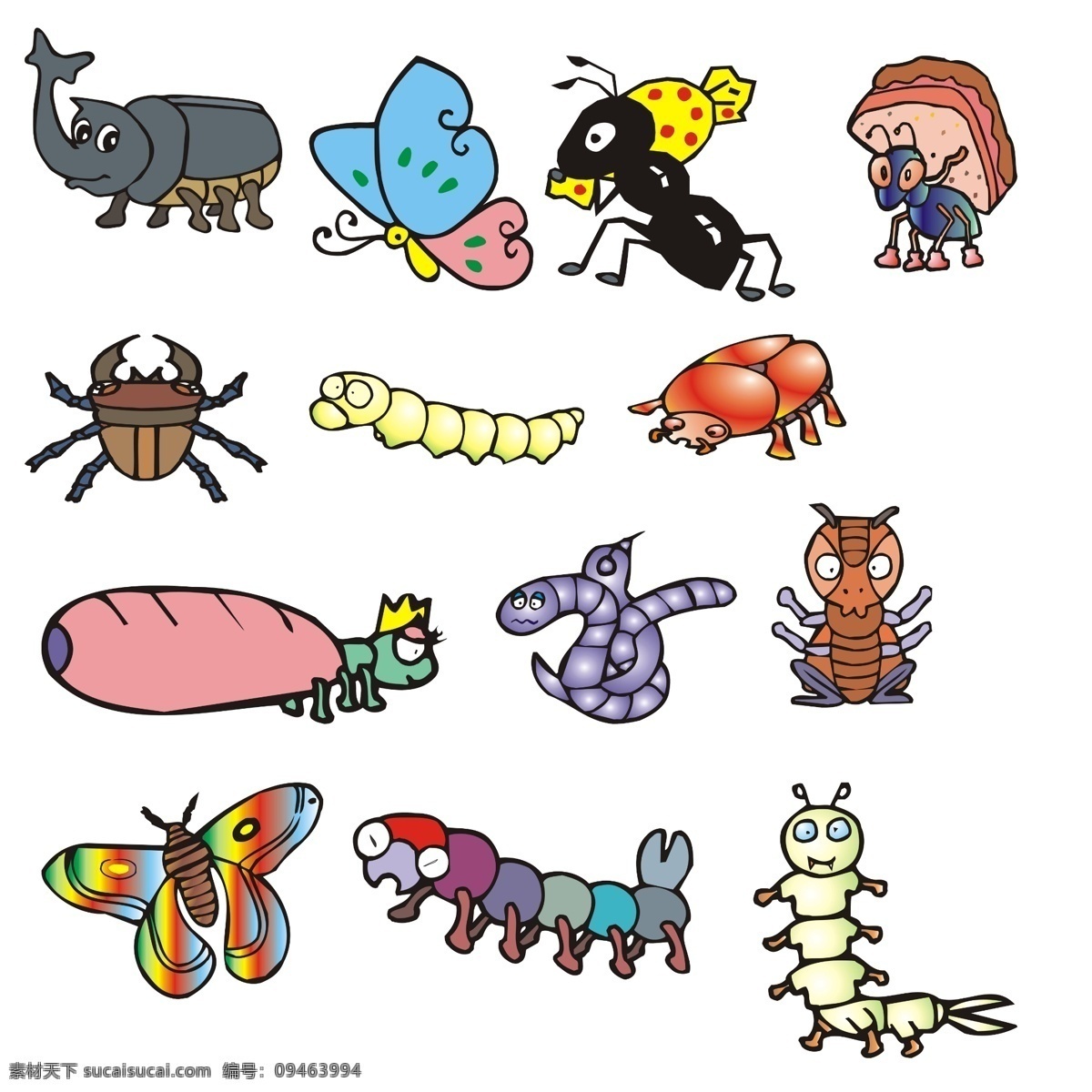 昆虫 分层 卡通 源文件 生物世界