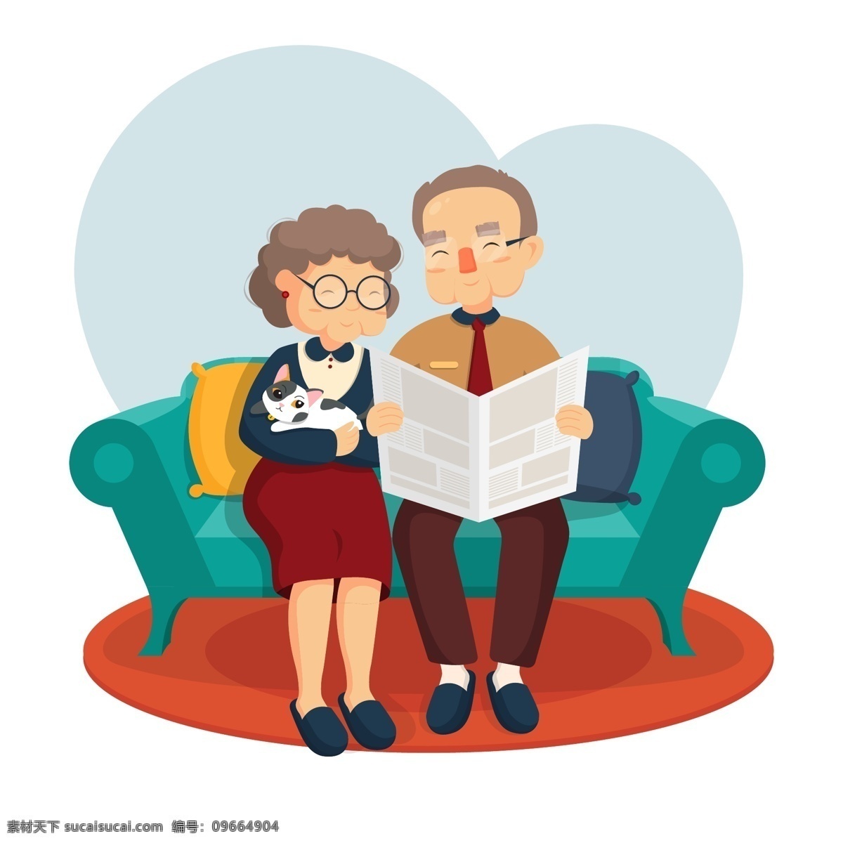 卡通老年人 爷爷奶奶 外公外婆 敬老爱老 卡通人物形象 矢量图素材 ai素材