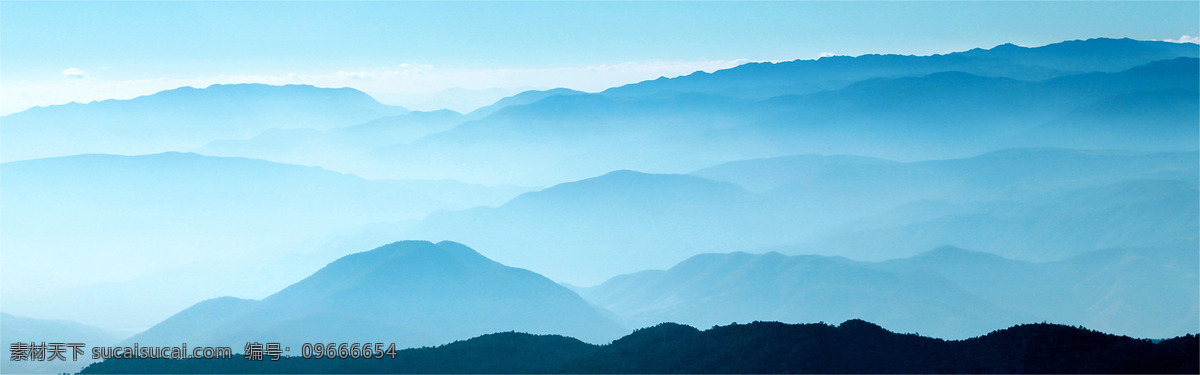 水墨风景背景 青色 天蓝色