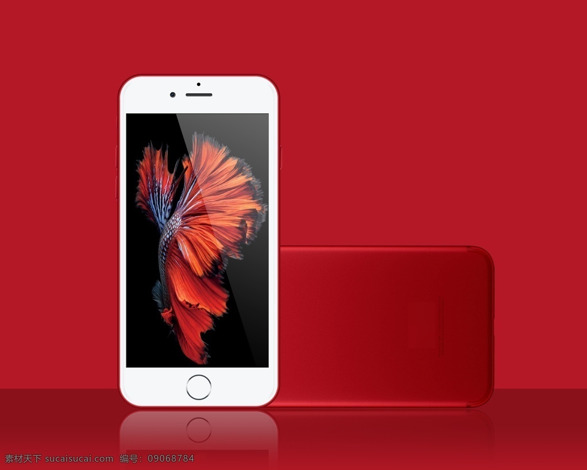 iphone7 样机 效果图 红色手机 样机素材