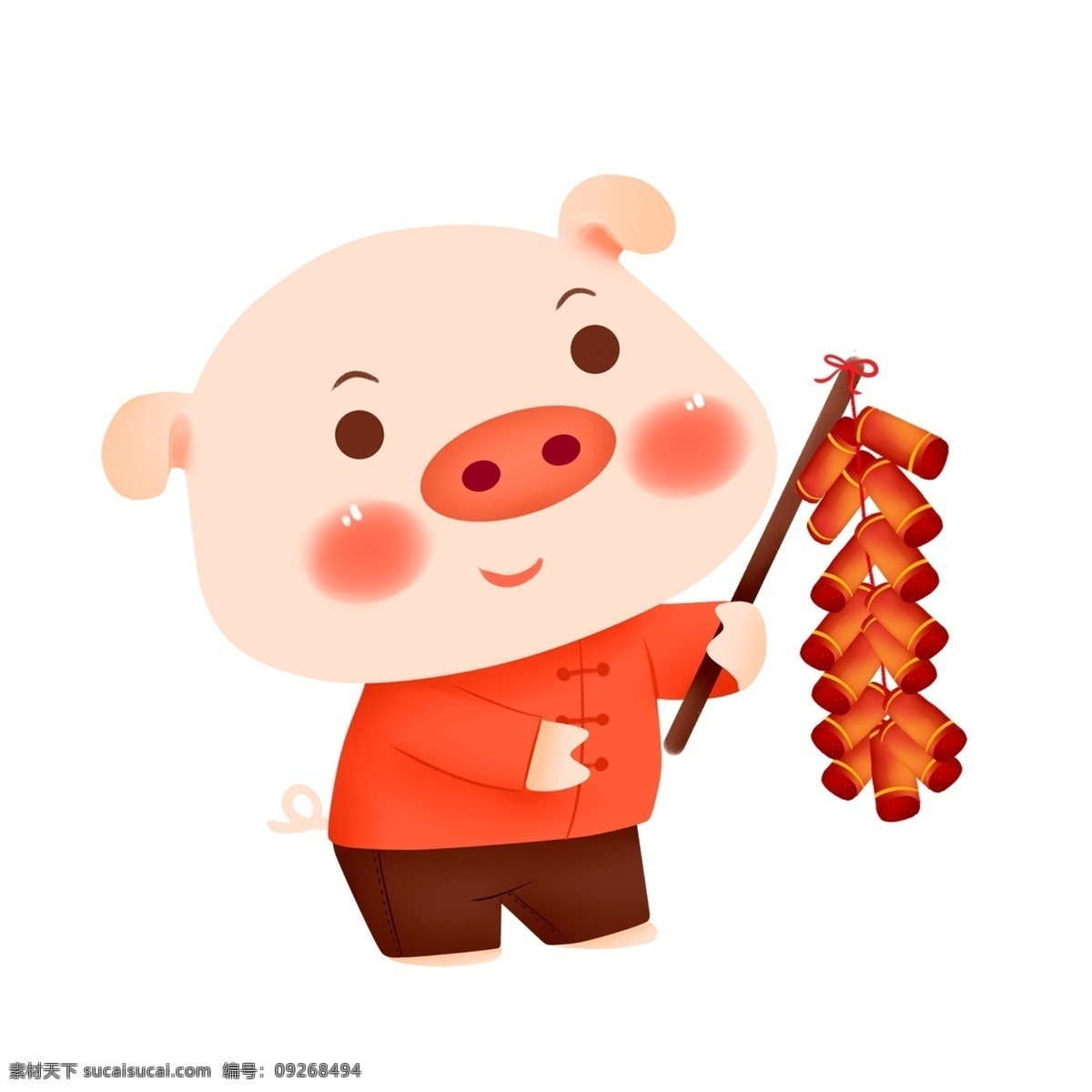 举 鞭炮 小 猪 新年 元素 喜庆 庆祝 新年快乐 设计元素 简约 小猪 手绘图案 创意元素 手绘元素 猪年