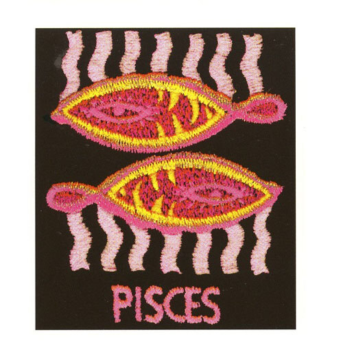 绣花 鱼 文字 英文 pisces 免费素材 面料图库 服装图案 白色