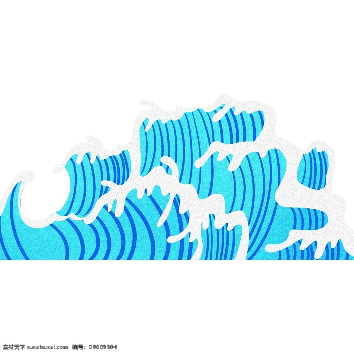 蓝色 浪花 图案 绘画 线条 海浪 卡通 彩色 小清新 创意 插画 手绘 元素 现代 简约 装饰