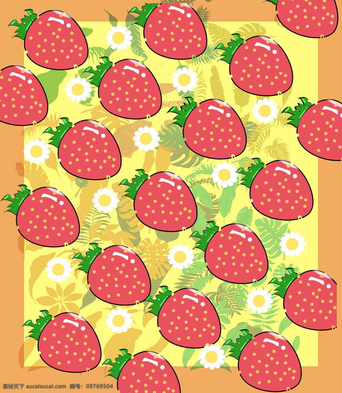 夏日 清凉 小 草莓 粉嫩 印花 可爱风 底纹边框 背景底纹