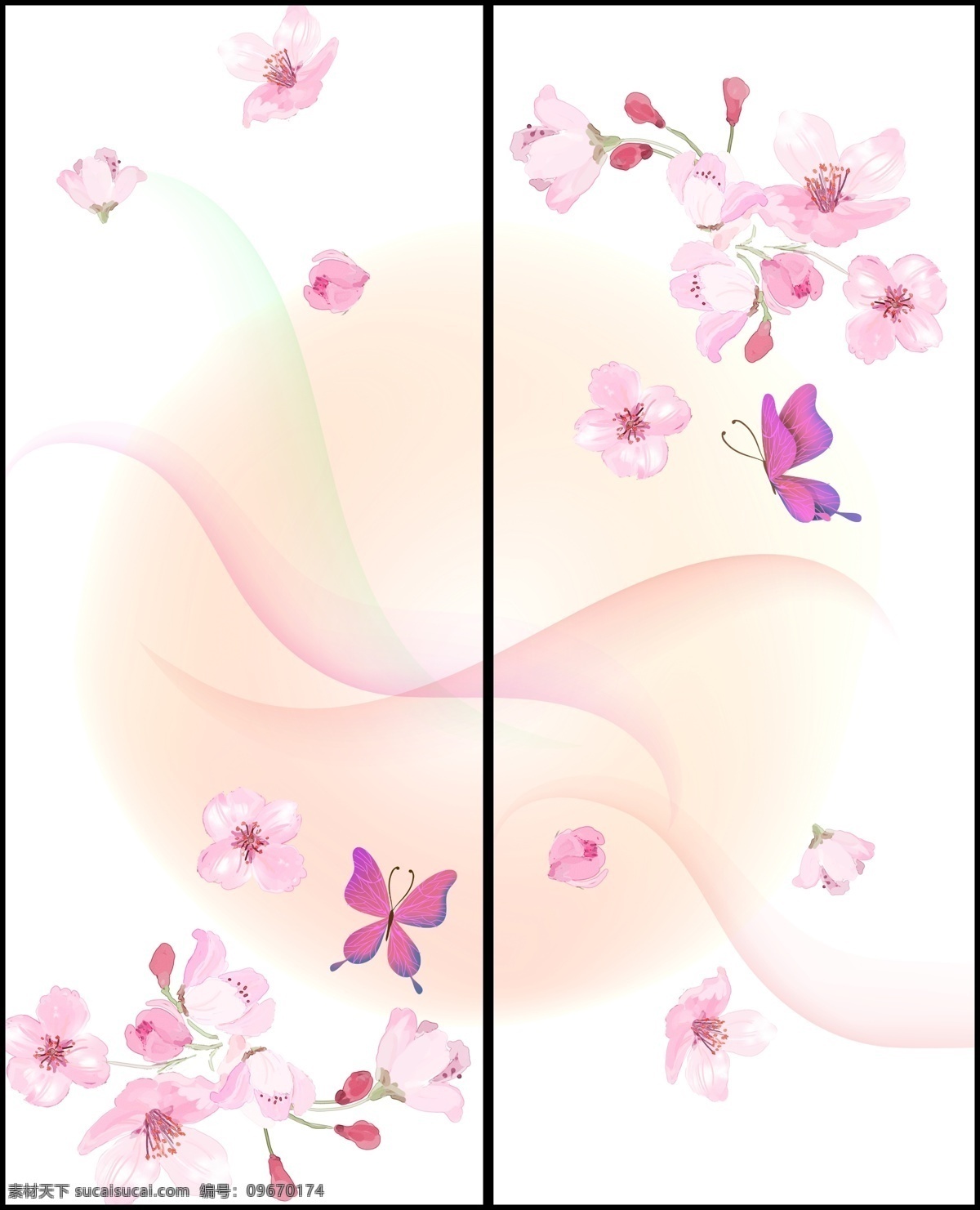 移门 花朵 背景 广告设计模板 蝴蝶 梦幻 曲线 桃花 移门花朵 移门图案 源文件 装饰素材