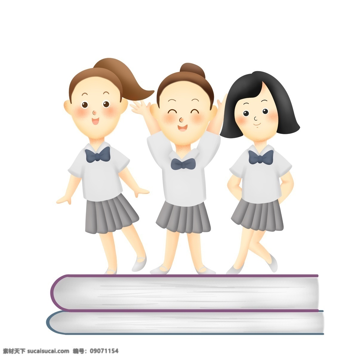 站 书上 女 学生 毕业 期末考试 制服 考试 学习 功课 书本