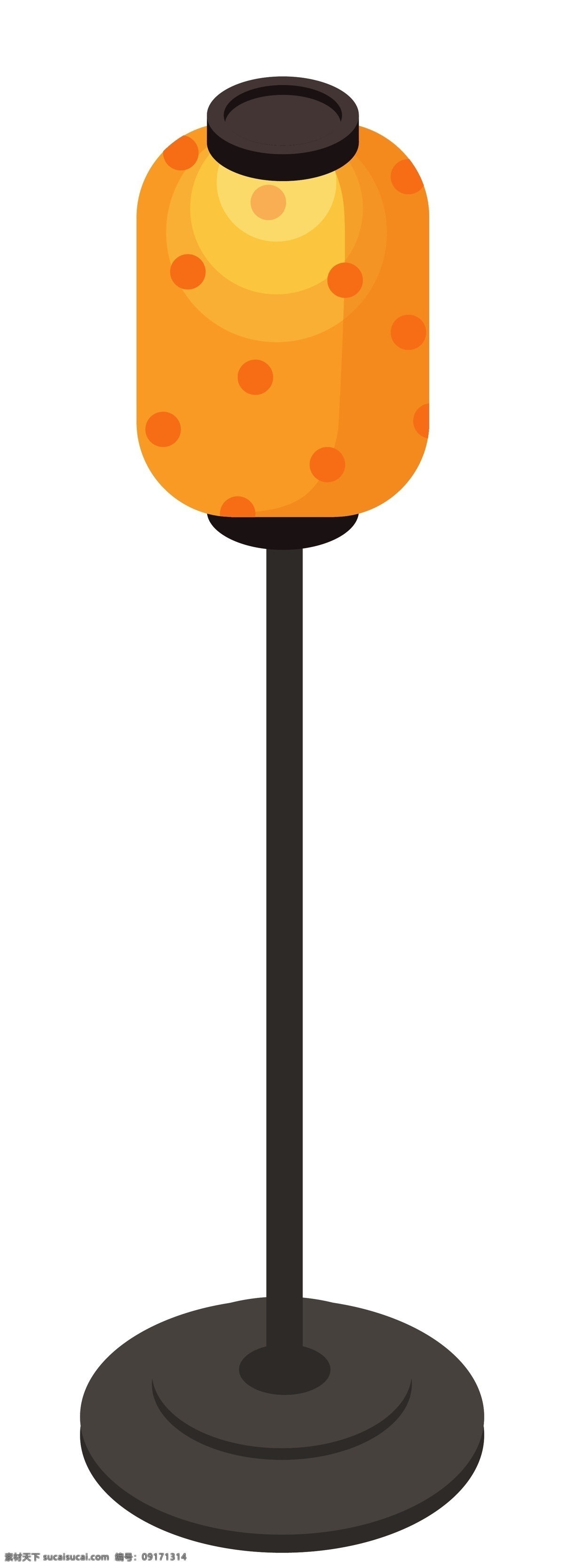 新年 d 扁平化 灯笼 立体 装饰 黄色的灯笼 漂亮的灯笼 黑色的灯杆 卡通插画 手绘灯笼插画