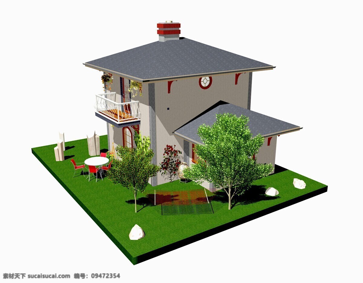3d 树木 别墅 3d别墅 房子 房屋 建筑模型 建筑设计 效果图 环境家居 白色