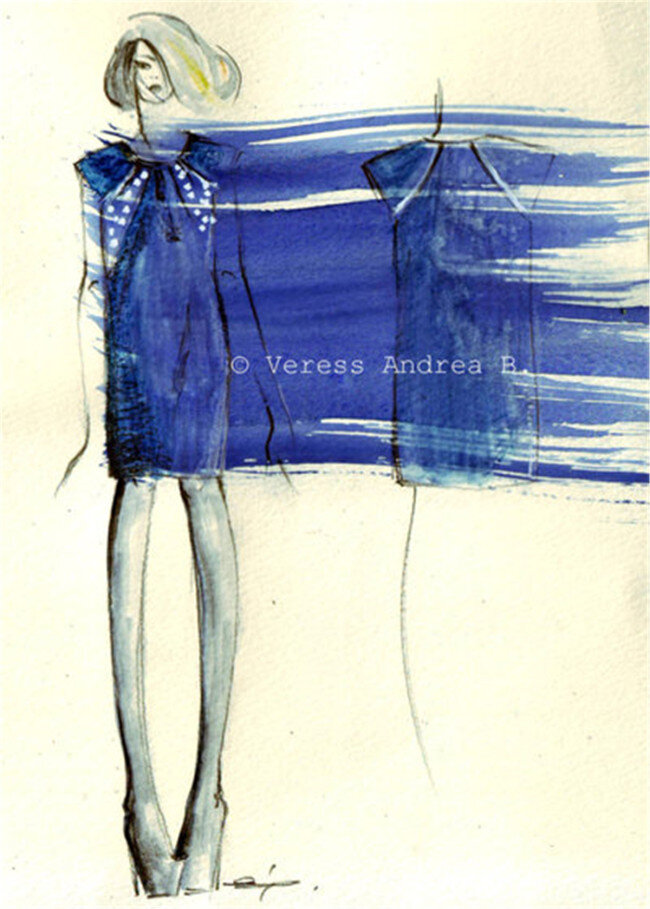 蓝色 紧身 裙 设计图 服装设计 时尚女装 职业女装 职业装 女装设计 效果图 短裙 衬衫 服装 服装效果图 连衣裙