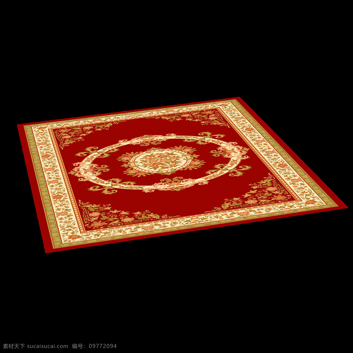 欧式 红色 花纹 地毯 元素 免扣 透明 唯美