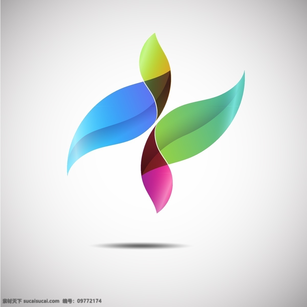 蝴蝶 状 彩色 带子 logo 模板 渐变色 抽象 商标 标志 logo模板