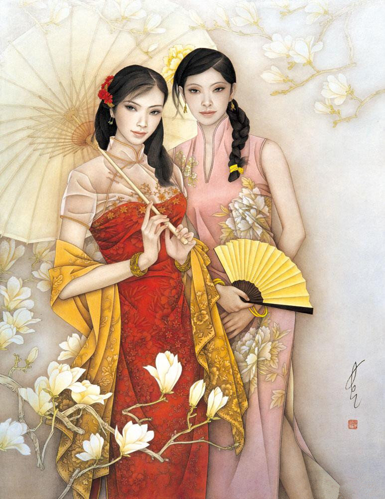 冯 长江 当代艺术 工笔 画家 仕女 艺术家 冯长江 异域仕女画 文化艺术