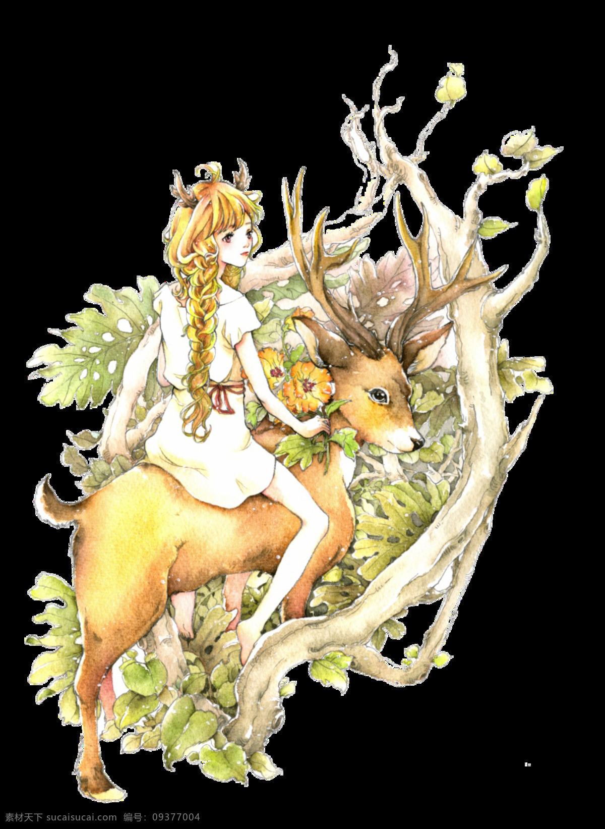 彩绘 童话 美 野兽 图案 元素 彩色装饰 精美装饰 美女与野兽 树林 装饰物 装饰元素