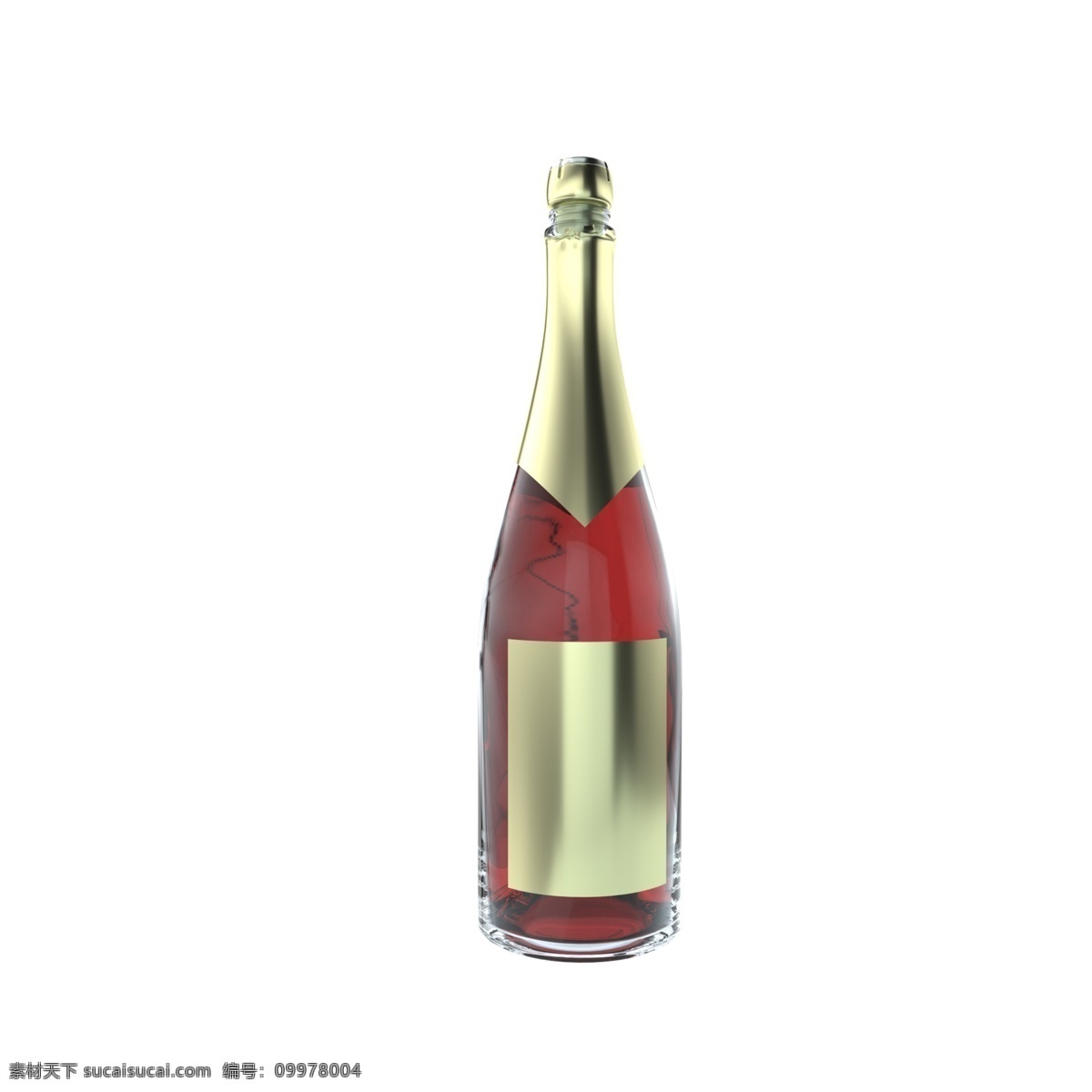 3d 立体 金色 玻璃 瓶子 c4d 写实仿真 酒瓶 玻璃瓶子 玻璃器皿 红酒 洋酒 透明玻璃 红色 香槟