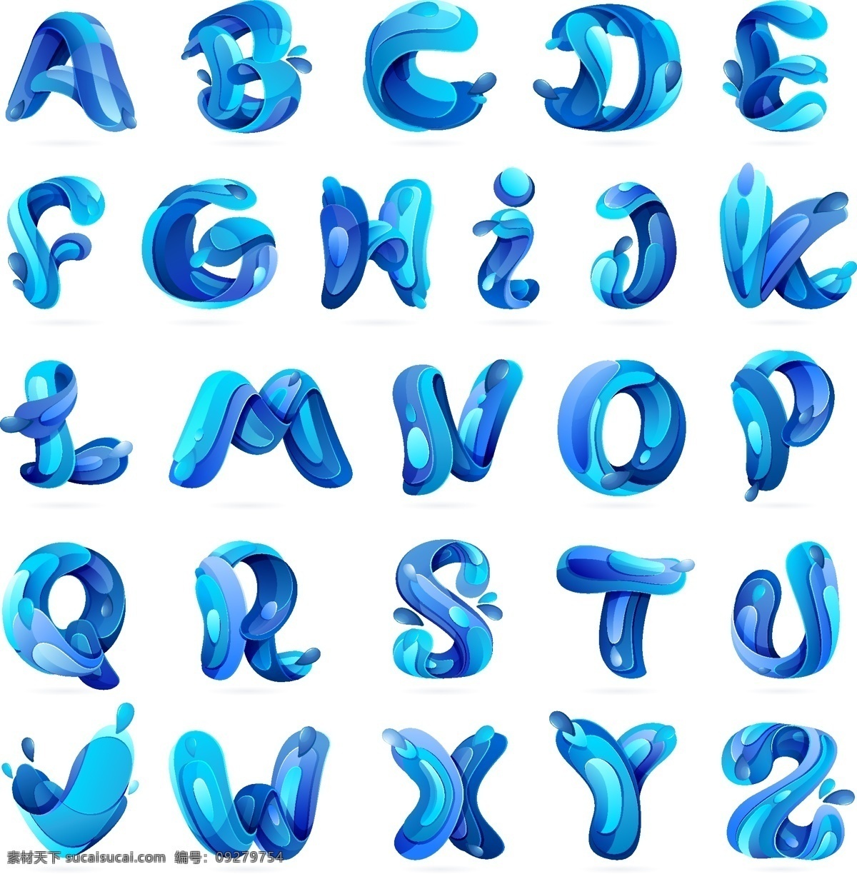 创意 蓝色 字母 矢量 26个 共享 底纹边框 其他素材 白色