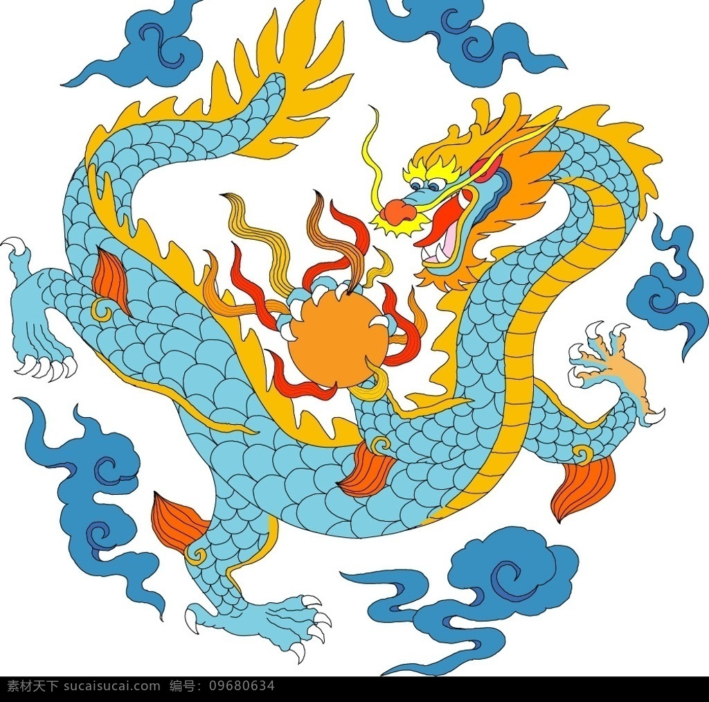 龙 龙图 底纹边框 底纹背景 矢量图库