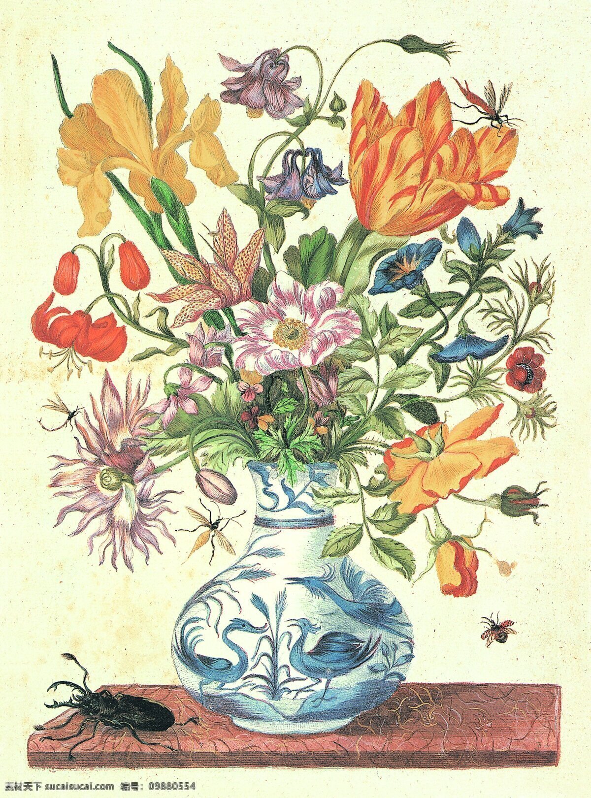 非常 漂亮 鲜花 花瓶 油画 装饰素材