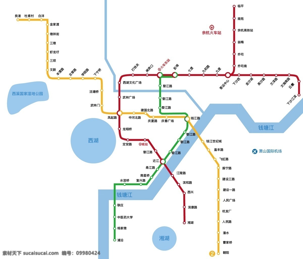 杭州地铁线路 杭州 地铁 线路 矢量 地图