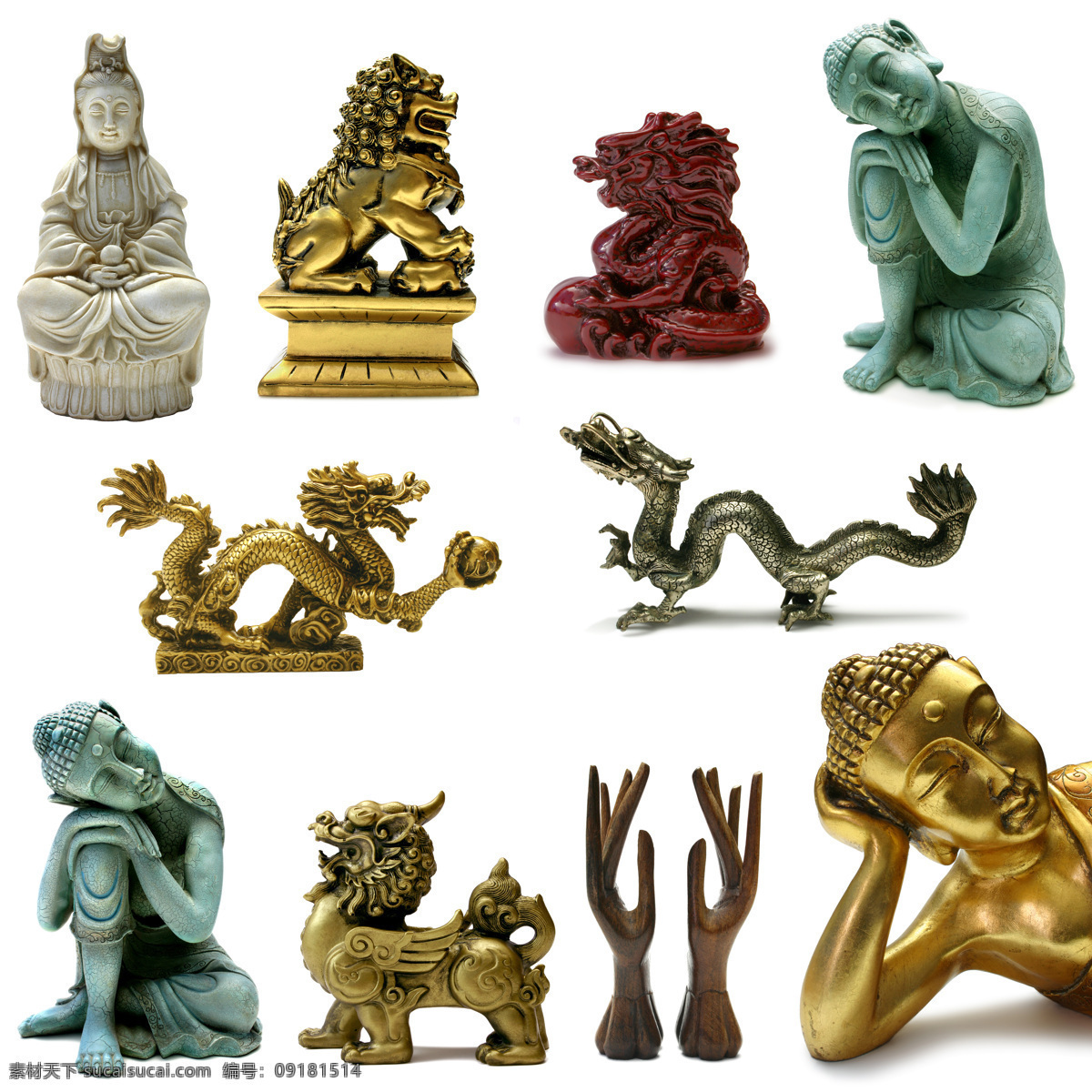 中国 神话 元素 中国风 观音 金狮子 龙 雕刻 佛像 金龙 佛手 卧佛 实用图片 精美图片 印刷适用 高清图片 创意图片 文化艺术 传统文化 设计图库
