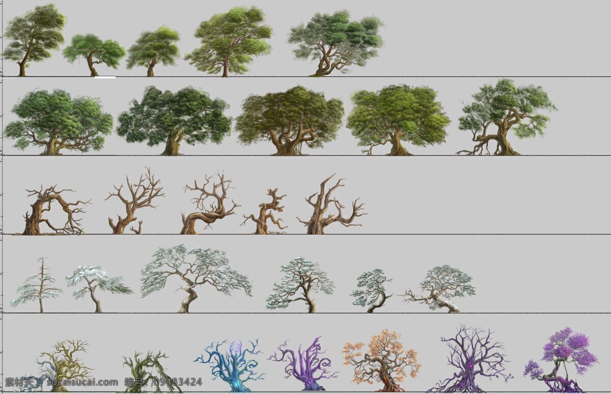 树木效果 树木 榕树 杨树 松树 游戏元素
