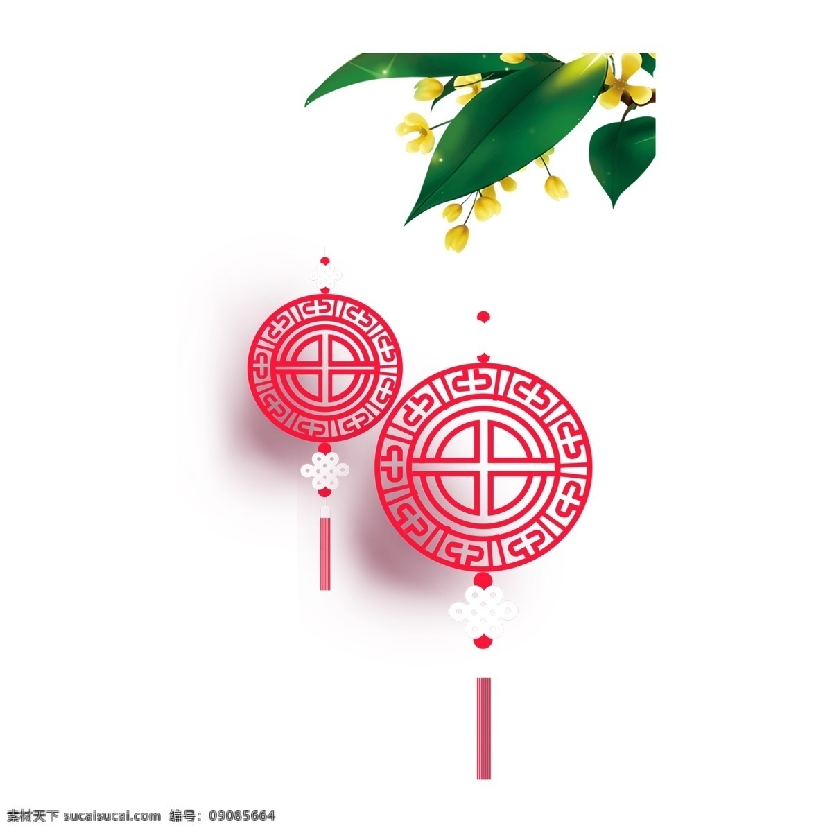 手绘 新年 灯笼 装饰 新年元素 喜庆节日元素 中国结 大红色灯笼
