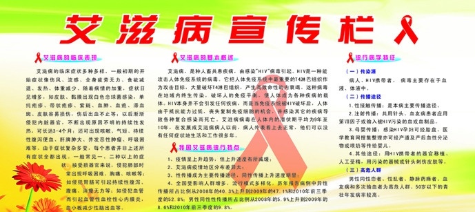 艾滋病展板 卫生系统 医院 艾滋病 展板 宣传栏 标志 鲜花 关爱 绿色 绿底 渐变 展板模板 矢量