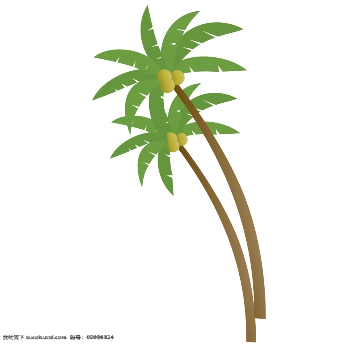 清新 椰子树 装饰 元素 装饰元素 手绘 度假 夏季 海滩 热带 简约