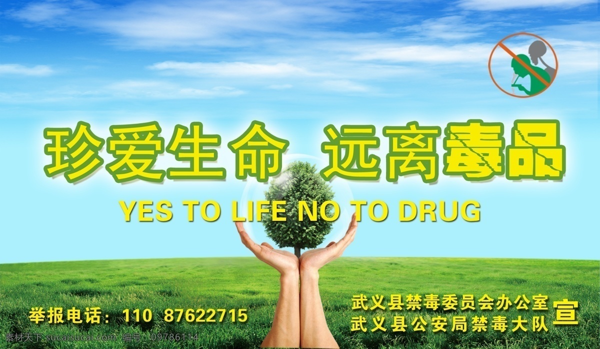 标志 草地 广告设计模板 禁毒 禁毒宣传 蓝天 手 树 珍爱生命 远离毒品 宣传 透明球 广告2 展板模板 源文件 其他展板设计