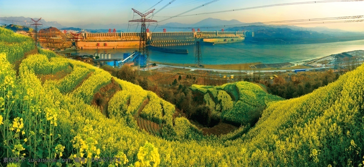 三峡大坝油菜 三峡大坝 自然 油菜花 风光 人文 自然景观 山水风景