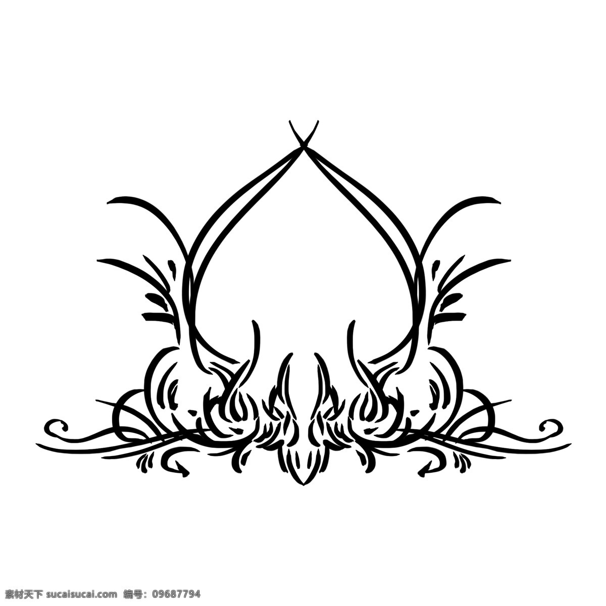 手绘 黑白 花纹 边框 元素 复古