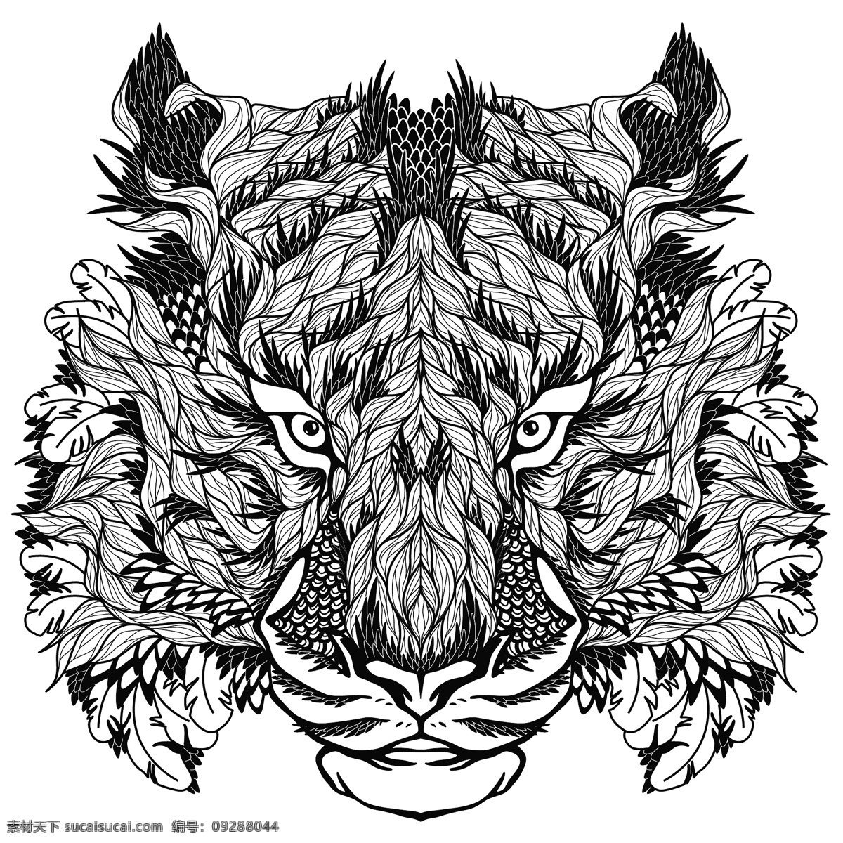 动物纹身图案 手绘 图腾 纹样 手绘动物头像 纹身 生物世界 野生动物