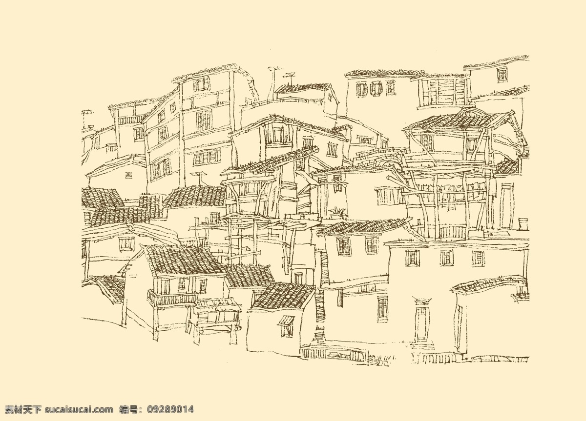 皖南古民居 白描 构图 建筑 古建筑 线描 勾勒 线条 民居 速写 钢笔画 徽派建筑 皖南 古 资料集 风景 分层 源文件