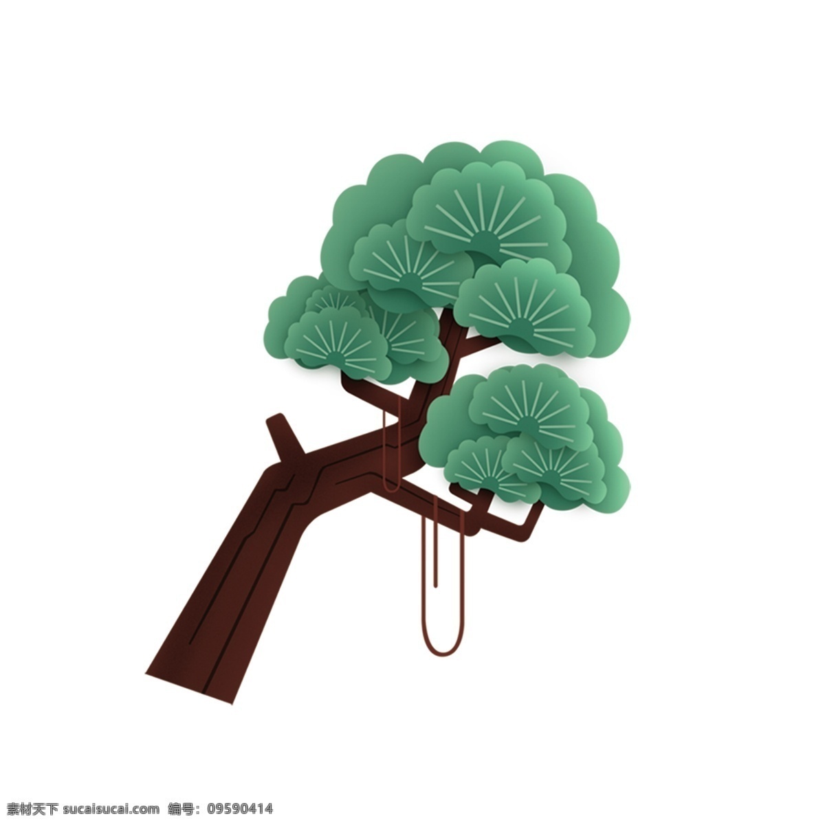 松树素材 松树 卡通松树 大树 树 分层
