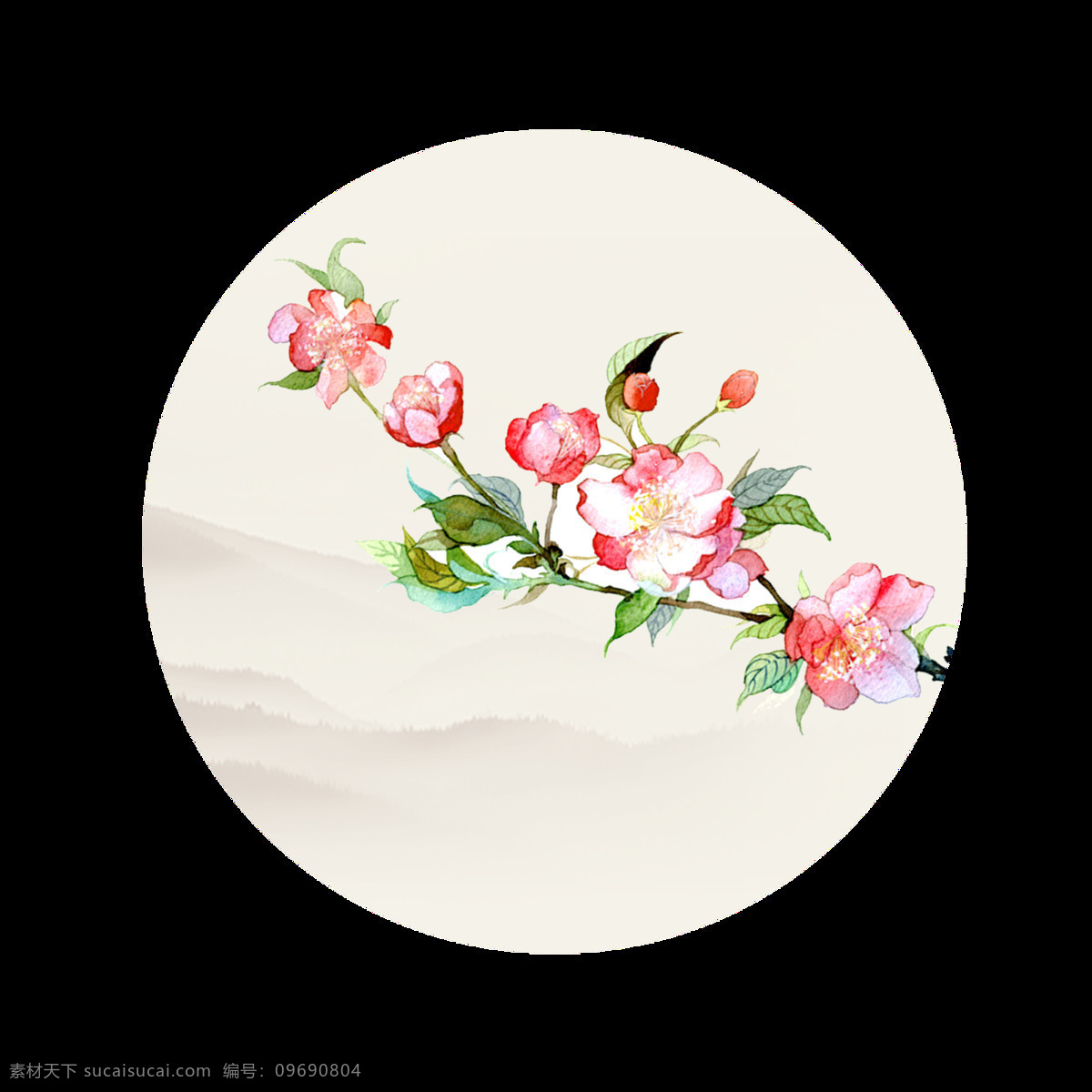 彩绘 春季 清明 桃花 元素 花枝 清新 彩绘花朵 牧童 二十四节气 扫墓 清明图案 清明元素设计