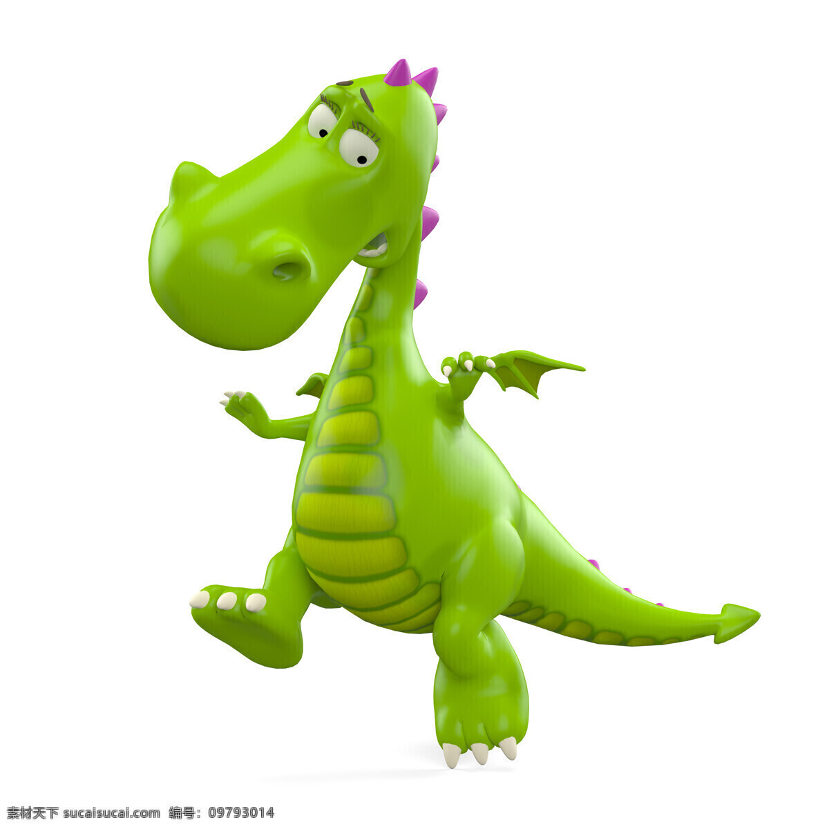 可爱 绿色 恐龙 绿色恐龙 卡通龙 插画 3d模型 西方龙 龙 行走 卡通动物 漫画插画 生物世界