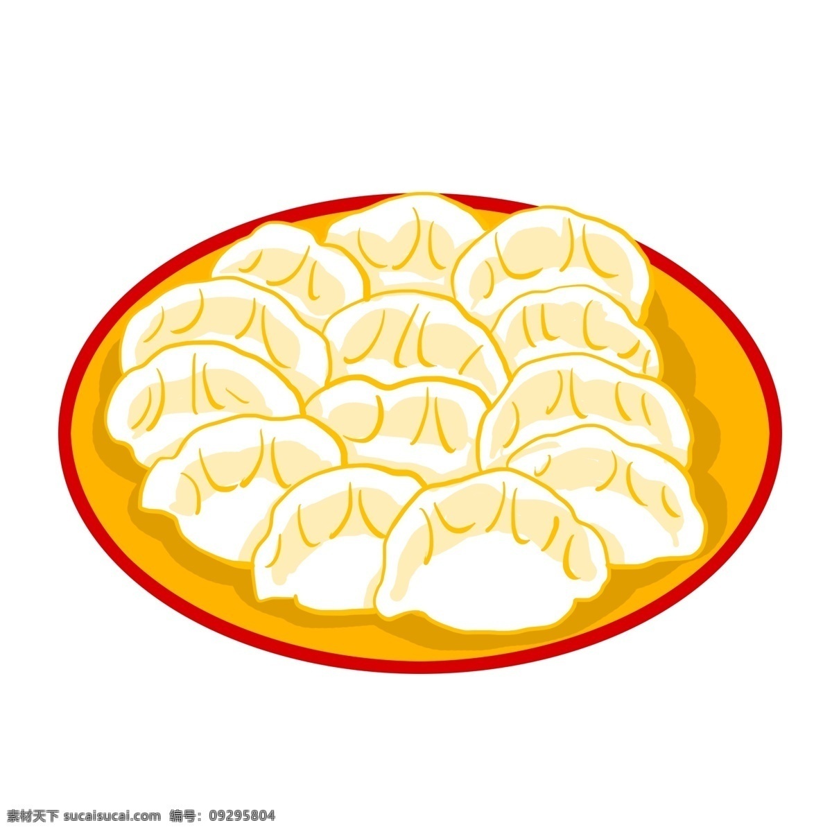 卡通 黄色 盘子 水饺 面食 食物 包饺子 卡通水饺 立冬吃饺子 冬至 热食 黄色盘子 餐盘 红边盘子