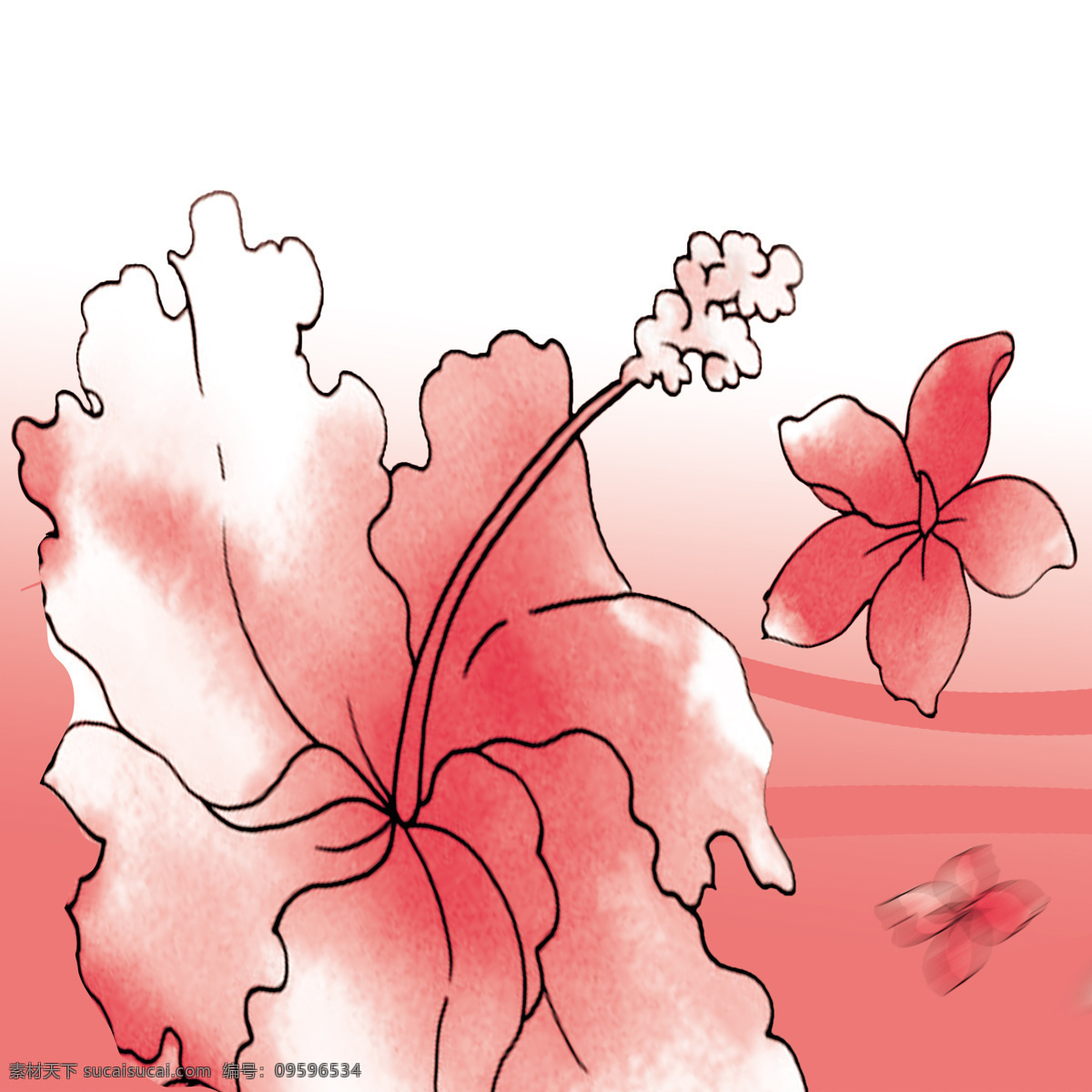 渐 变色 浪漫 蝴蝶花 装饰画 渐变色 粉色 花瓣