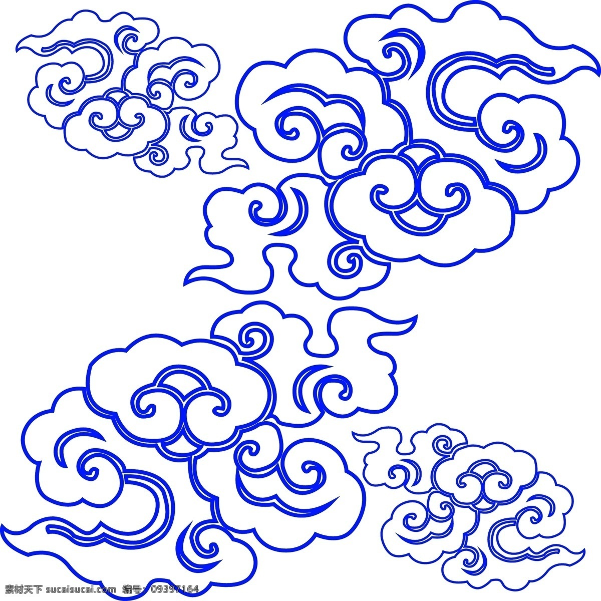 中国 传统 线性 吉祥 云 祥云 云朵 云素材 云线条 线性云