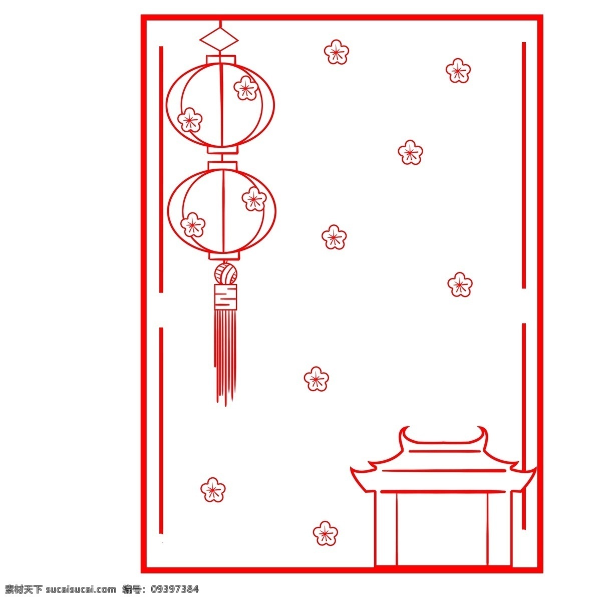 喜庆 底纹 边框 插画 花纹边框 底纹边框 花朵底纹 中国风 印花灯笼 手绘灯笼 古风建筑底纹 红色 灯笼 过节