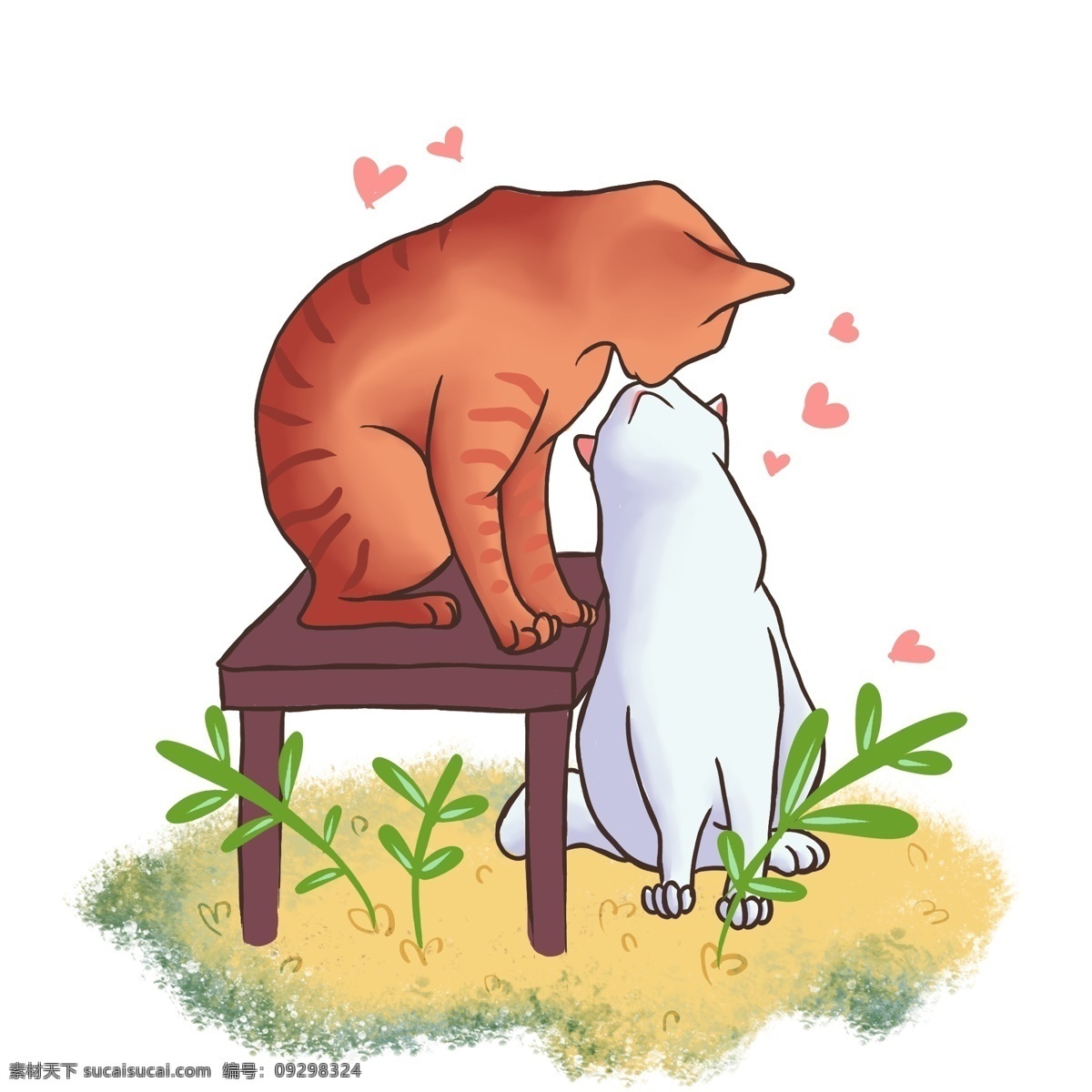 国际 接吻 日 猫 元素 动物 可爱 卡通 国际接吻日 亲吻 亲亲 橘猫