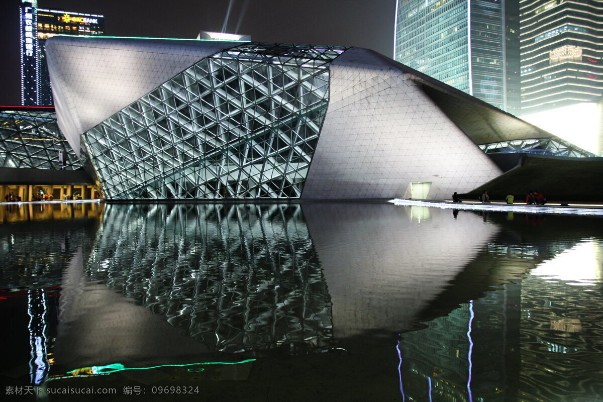 广州大剧院 花城广场 夜景 倒影 特色建筑 中国建筑 建筑园林 建筑摄影