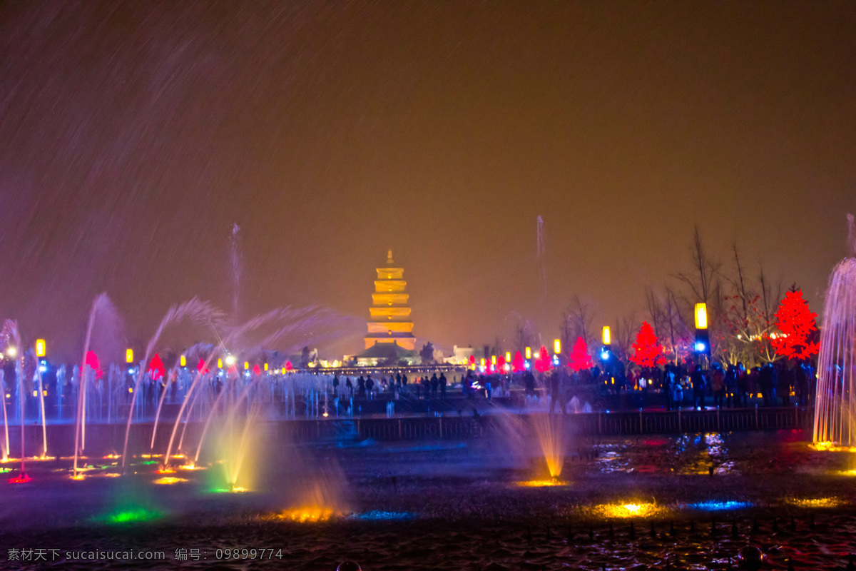 大雁塔夜景 大雁塔 曲江大雁塔 西安大雁塔 西安夜景 旅游摄影 国内旅游