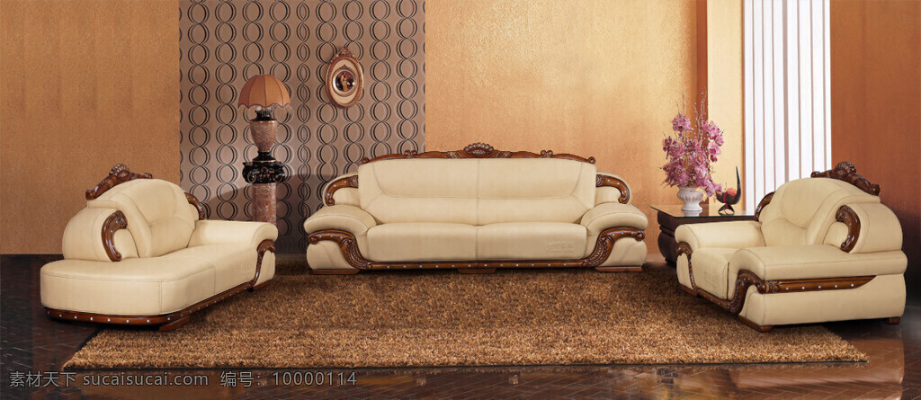 古典 沙发 图 地毯 古典沙发 挂画 落地窗 真皮沙发 真皮沙发背景 家居装饰素材 室内设计