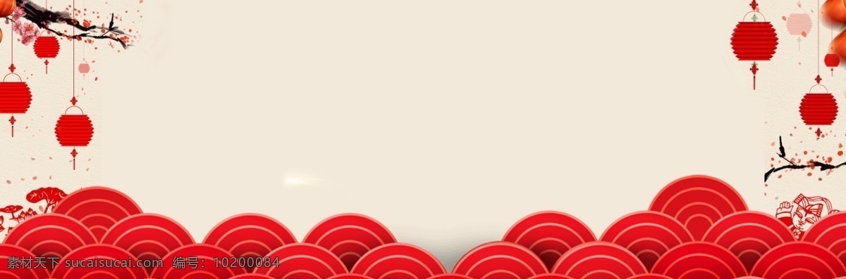 中国 风 云纹 新年 banner 背景 灯笼 红梅 红色 祥云 纸窗 中国风